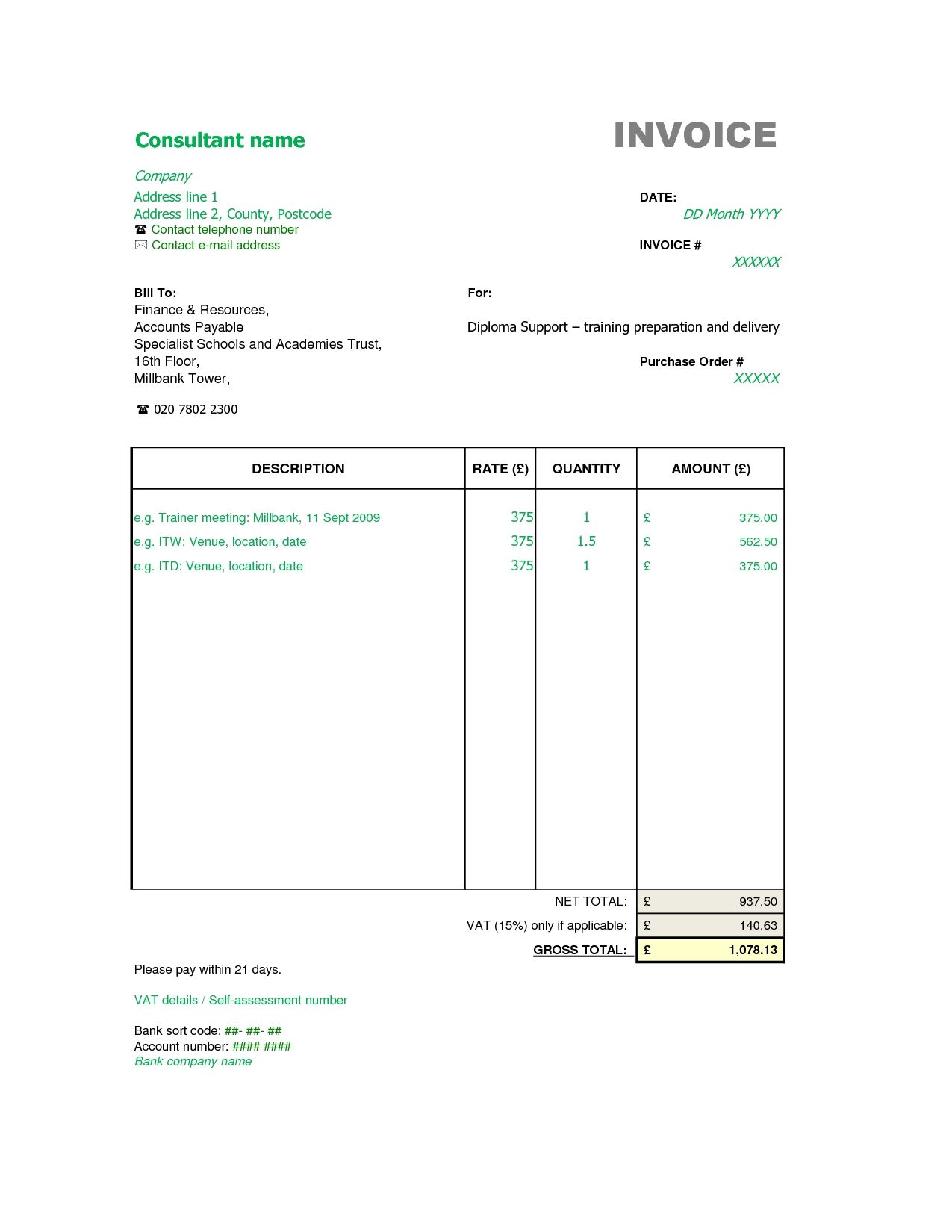 Sample Invoice Format Invoice Template For Mac bondheavy